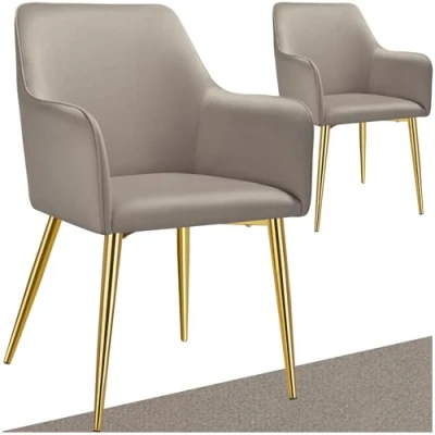 Immagine di TecTake® Set 2 Sedie Sala da Pranzo, Velluto Eleganti, Cucina con Braccioli e Schienale Continuo, Comode Imbottite, Moderne Antiscivolo Antigraffio Tortora