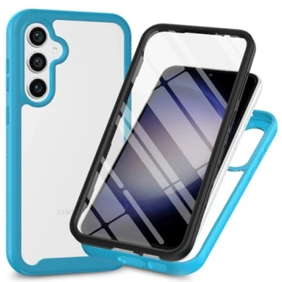 Immagine di XINNI Cover per Samsung Galaxy S24 Plus 5G, Protezione Schermo Integrata 360 Gradi Antiurto Custodia, Rugged Doppia Faccia Bumper Trasparente Full Guscio Fronte Retro Case, Azzurro