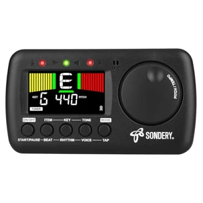 Immagine di Sondery metronomo accordatore 3 in 1, inglese per conteggio vocale con Tap Tempo, cromatico generatore di toni ricaricabile