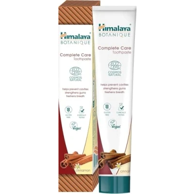 Immagine di Ecocert Cosmos Natural Certified Himalaya Botanique Complete Care Herbal Toothpaste al gusto di cannella, combatte la placca, rinfresca l&#039;alito, senza fluoro, glutine e SLS, 75 ml