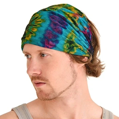 Immagine di Casualbox Tie Dye Hippie Headband Elastico Bandana Testa Copertina Incarto Per Uomo &amp; Donna Fiore Modello 60&#039;S 70&#039;S Retrò A