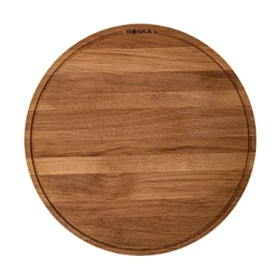 Immagine di Pizzabrett Friends XL/Piatto per pizza/legno di quercia, diametro 40 cm, rotondo con pratico griniera, anche colazione, pranzo e cena