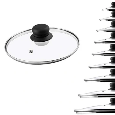 Immagine di KADAX Coperchio Transparente in Vetro Resistente al Calore con Pomello Plastica per Pentole e Padelle, Accessorio Essenziale la Cucina (18 cm)