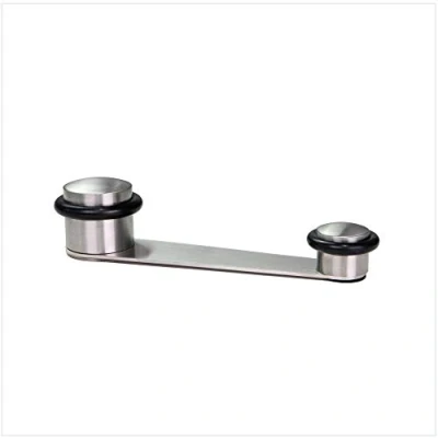 Immagine di EVI Herrajes Fermaporta Fissaggio Adesivo o a Vite + Tassello con Fermo girevole Fermaporte per Porte fino 70 mm Gomma Nera Acciaio Inoxe Finitura Opaca Mod. I 152