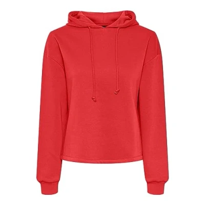 Immagine di PIECES Pcchilli LS Felpa con Cappuccio Noos BC Maglia di Tuta, Rosso (Poppy Red), S Donna