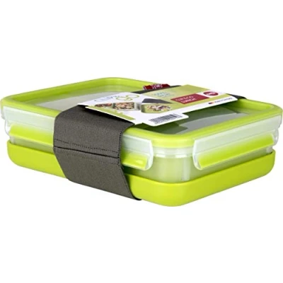 Immagine di Emsa Clip &amp; Go Contenitore Lunch Box, Trasparente/Verde Chiaro, 22.5 x 16.3 6.5 cm