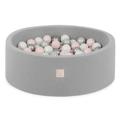 Immagine di MISIOO Smart Piscina di Palline 90 x 30 cm Rotondo per Bambini (Grigio: Argento Perla Rosa chiaro/150 Palle)