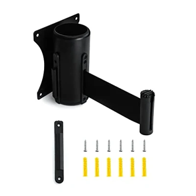 Immagine di QWORK® barriera per coda, nastro retrattile, incluso di bloccaggio 3m da parete, il controllo della folla, Nero