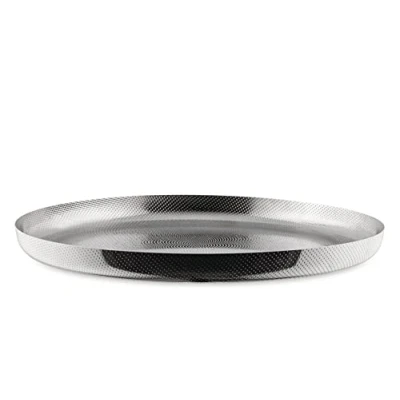 Immagine di Alessi Extra Ordinary Texture JM14/35 T Vassoio Rotondo dal Design Minimale in Acciaio Inossidabile 18/10 con Decorazioni, Granulata Rilievo, Ø 35 cm