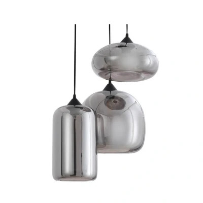 Immagine di Lampada a sospensione Lindby Marla, rotondo, vetro, grigio fumo, 50 cm