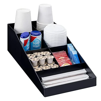 Immagine di Navaris Organizzatore Professionale per Caffetteria Cassettiera Multiscomparto 7 Scomparti Bicchieri Cannucce Tovaglioli Posate Zucchero
