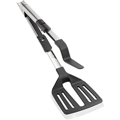 Immagine di Leifheit Zangenwender Pinza/Spatola 2in1, Acciaio Inossidabile, Argento/Nero, 37 x 18 10.5 cm
