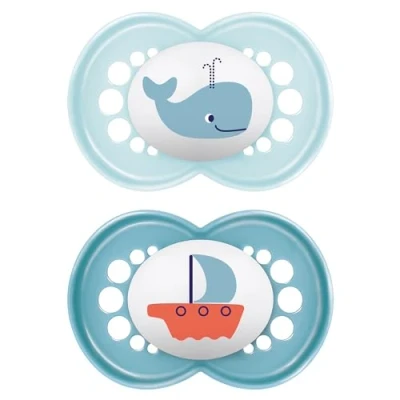 Immagine di MAM Original Ciuccio in Set da 2, Caucciù con Custodia Porta Succhietto, 6 16 Mesi, Azzurro