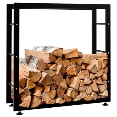 Immagine di CLP Esclusivo portalegna KERI V2 in metallo, seconda scelta, fino a 8 misure e 2 colori Colore:nero, Dimensione:25x80x80 cm