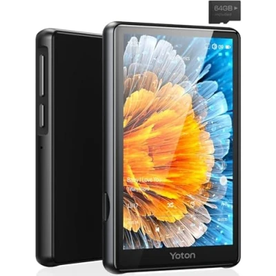 Immagine di YOTON lettore MP3 Bluetooth, musicale Touchscreen completo da 4,0&quot; con cuffie, audio HiFi, scheda TF 64 GB, radio, registratore, e book
