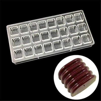 Immagine di Ecosway Stampo per cioccolatini, 21 fori quadrati, sagoma 3D, trasparente, in policarbonato, cioccolato, gelatine, caramelle, sugarcraft, fondant Pattern B
