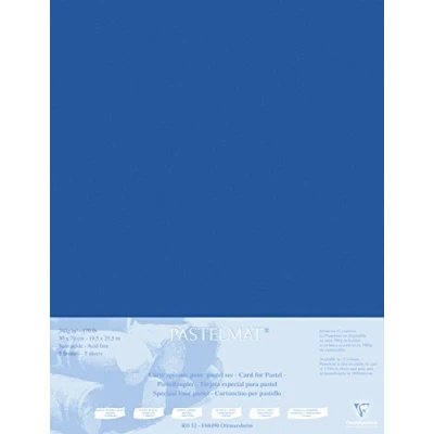 Immagine di Clairefontaine Rif. 496014C Cartoncino Pastelmat (5 fogli) 1800 micron 50 x 70 cm Colore blu scuro appositamente formulato per l&#039;uso con pastelli