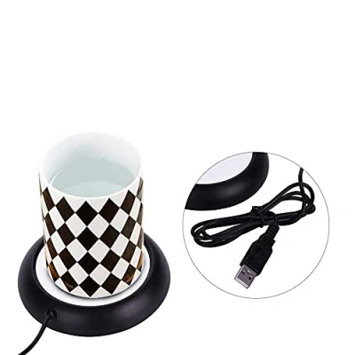 Immagine di Scaldatazze elettrico per tazza da tè, di latte, riscaldatore, piastra riscaldante con porta USB(Nero)