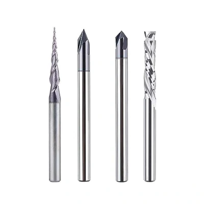 Immagine di SpeTool Set di 4 frese da mm, fusto in metallo duro VHM CNC, fresa a V, per legno incisione
