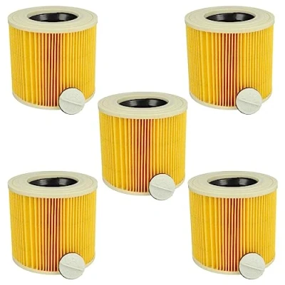 Immagine di vhbw 5x filtro a pieghe piatte compatibile con Stanley SXVC50XTDE aspiratore umido/secco Cartuccia filtrante giallo