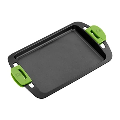 Immagine di BRA Prior Bistecchiera con Fondo Liscio, 40 Cm, in Alluminio Pressofuso, Rivestimento Antiaderente Teflon Classic