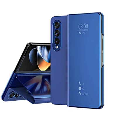 Immagine di BoerHang Custodia per Samsung Galaxy Z Fold 4 Cover, Smart Clear View Standing Case, Traslucida Protettiva a 360.(Blu)