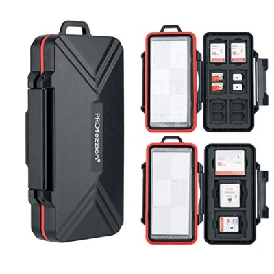 Immagine di PROfezzion Memory Card Case Custodia per Scheda di Memoria a Anti Shock Storage Organizer SD SDXC SDHC Micro Card/CF XQD Nano Sim Huawei TF CompactFlash Card(48 Slot)