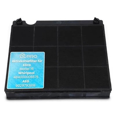 Immagine di DL pro filtro al carbone attivo adatto per Elica Mod.15 AEG ELectrolux Bauknecht Whirlpool Ikea 225 x 212 mm come 9029793818 484000008575 E3CFE15 AMC027 F003333 F0418SE Typ15 Mod15. 333.