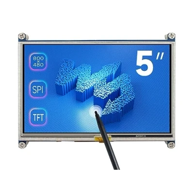 Immagine di Waveshare 5 inch Display for Raspberry Pi 4 Resistive Touchscreen 800x480 High Resolution HDMI LCD Monitor Compatible All Raspbian/Ubuntu/Kali/Retropie Drivers Provided