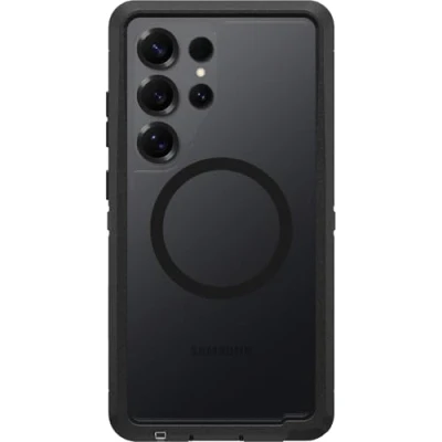 Immagine di OtterBox cover per Samsung Galaxy S25 ultra Defender Series XT Clear con Magneti, resistente a shock e cadute, robusta, testata 7x vs le norme anti caduta MIL STD 810G, Trasparente/Nero