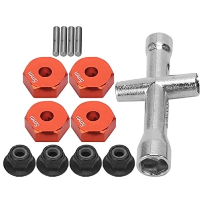 Immagine di Adattatore Esagonale per Ruota RC, Autocarro da 12 Mm 1/10 RC + Dado Antiscivolo Bullone Chiave a Croce Parte Giocattolo Modello RC(Rosso)