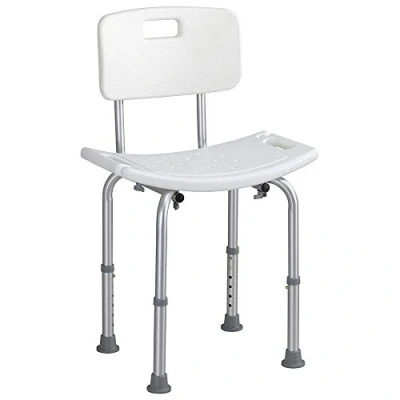 Immagine di Bakaji Sgabello Bagno in Alluminio Altezza Regolabile Sedile Doccia Sedia Vasca Ausilio per Anziani, Piedini gomma Antiscivolo (Sedia)