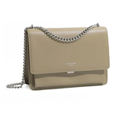 Immagine di DAVID JONES borsa a tracolla da donna Custodia per cellulare in pelle PU rigida Catene indossate spalla rettangolare sera shopping città alla moda, beige, Taglia unica