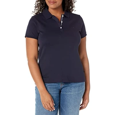 Immagine di Nautica Polo 100% Cotone Traspirante a Maniche Corte 3 Bottoni, Navy, XX Large Donna