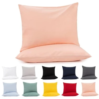 Immagine di Lotusein Federa per cuscino 40 x 80 cm (set da 2) Rosa 100% jersey di cotone 175 g/mq con chiusura lampo Certificato Oeko Tex