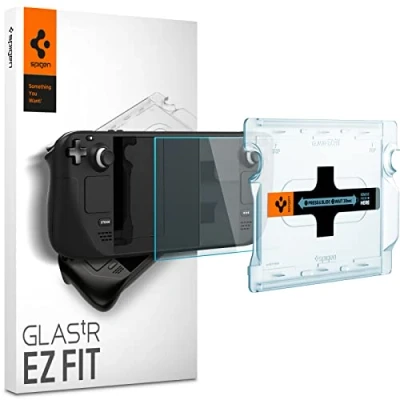 Immagine di Spigen Glas.TR Ez Fit Vetro Temperato Compatibile con Steam Deck OLED (2023), LCD (2022), Installazione Facile, Cristallino, Anti graffio, Durezza 9H Pellicola prottetiva