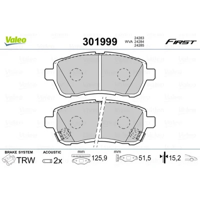 Immagine di VALEO 301999 Kit pastiglie freno FIRST Assale anteriore con contatto segnalazione usura lamierino anticigolío FORD: FIESTA 6, 6 Van