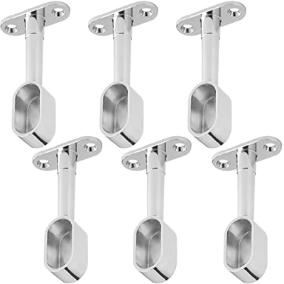 Immagine di SOTECH 3 paia (6 pezzi) Supporti per aste da guardaroba ovali (30 x 15 mm) Cromo lucido Regolabile in altezza 84 112 mm