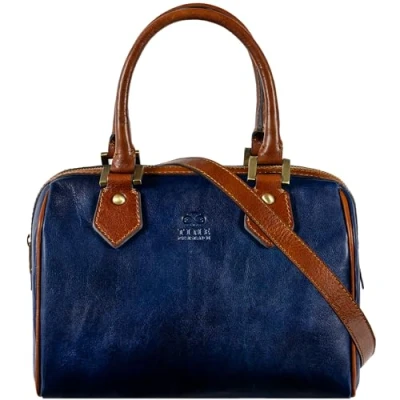 Immagine di Time Resistance Borsa Tracolla Donna in Vera Pelle Realizzata a Mano Pratica Made Italy Tote (Blu)