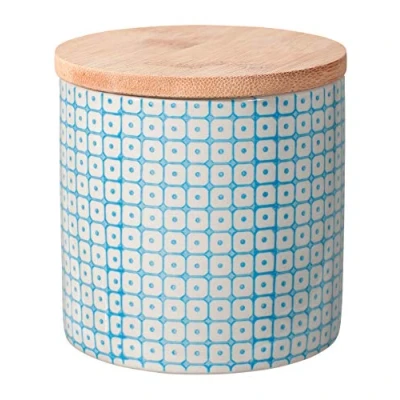 Immagine di Bloomingville Barattolo con Coperchio ermetico Carla Scatola portaoggetti in gres colorato Ø 10 x H cm, Blu, Ceramica Gres, capacità 400 ml