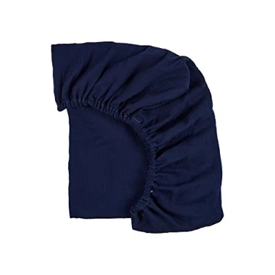 Immagine di KraftKids Lenzuolo con angoli elasticizzati in mussola di blu scuro, 100% cotone, dimensioni 120 x 60 cm, realizzato a mano nell&#039;Unione Europea
