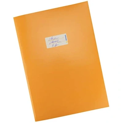 Immagine di HERMA 19747 copertina per quaderni, formato A4, in cartone arancione, con etichetta carta robusta e extra resistente, quaderni scolastici, colorata