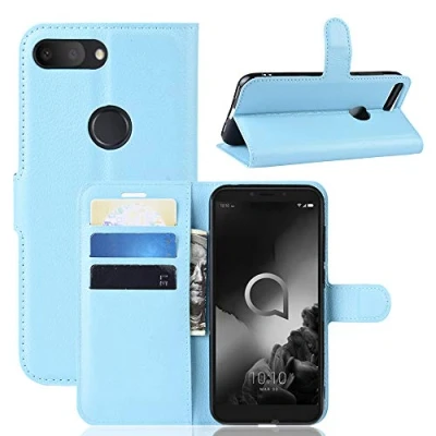Immagine di Fertuo Cover Alcatel 1S 2019, Custodia Portafoglio a Libro in Pelle Flip Case con Silicone Bumper, Fibbia Magnetica, Porta Carte, Kickstand, per 2019 Smartphone, Blu