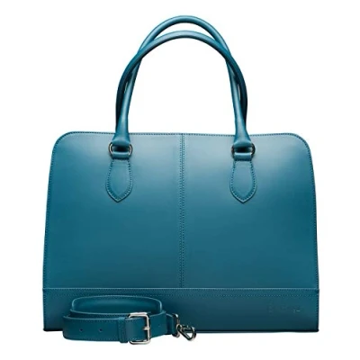 Immagine di Su.B Borsa per Laptop da 14 e 13 Pollici, con Tracolla, Valigetta Donna, Pelle Crosta, a Tracolla Turchese