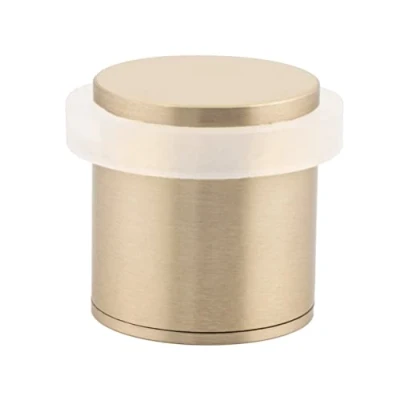 Immagine di Fermaporta 28 x 30 mm Base filettata Ottone Include vite + tassello di fissaggio EVI Ferramenta (Laton Opaco Gomma bianca)