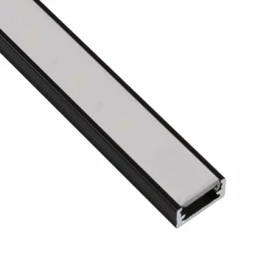 Immagine di ledomec Profilo LED sottile in alluminio (14 x 7 mm) nero con copertura (2 m trasparente)