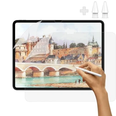 Immagine di SUEEWE [2 Pezzi] Effetto Carta Pellicola per iPad Pro 13&quot; M4 2024, Feel Like Opaca Paper in PET Disegnare Schizzi Scrittura, con 2 Punte Apple Pencil &amp; USB C 1./2. Generazione