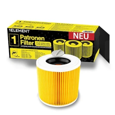 Immagine di 1 filtro per aspirapolvere Kärcher [WD3, WD2, WD1, MV3, MV2, A, K, KNT, NT, SE, VC] rotondo + vite di chiusura chi soffre allergie contro polveri sottili/odori [WD 3 2 MV]