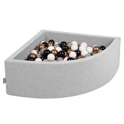 Immagine di KiddyMoon 90X30cm/200 Palline Piscina di Colorate ∅7Cm per Bambini Quarto Angolare in EU, Grigio Ch:Bianco/Grigio/Nero/Oro