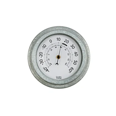 Immagine di CKB LTD® Termometro da giardino vintage esterni, per interni ed realizzato in acciaio zincato resistente alle intemperie, quadrante analogico tradizionale, montaggio a parete, ideale